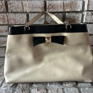 Kate Spade Black and Cream Satchel with Bow